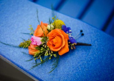 Boutonniere, Orange Roses, Pink Roses,