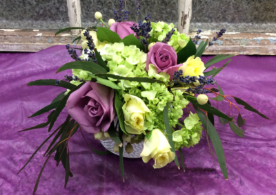 Wedding Bouquet, Purple, and yellow Roses