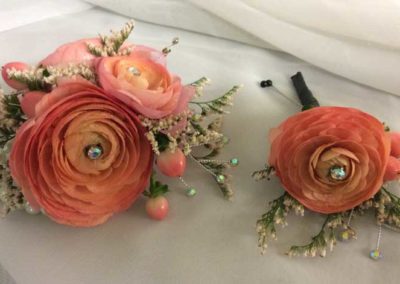 corsage and boutonniere peach