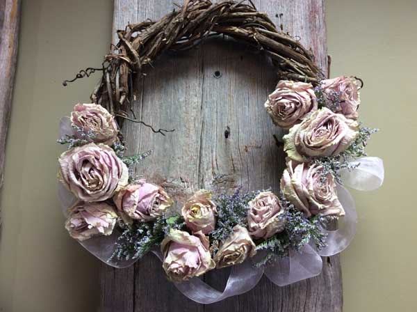 Completed Dry Rose Wreath